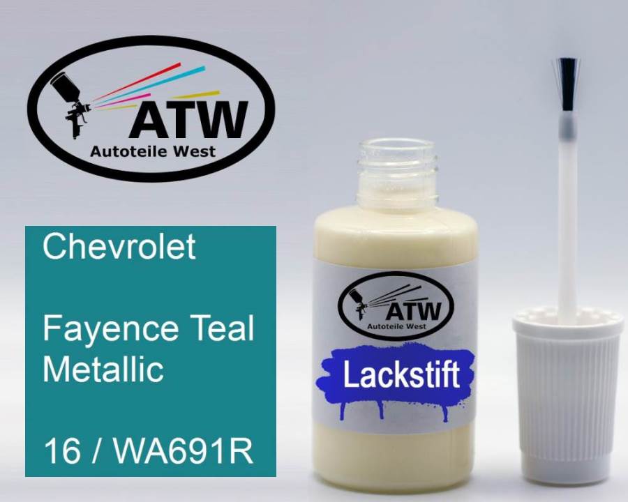 Chevrolet, Fayence Teal Metallic, 16 / WA691R: 20ml Lackstift, von ATW Autoteile West.